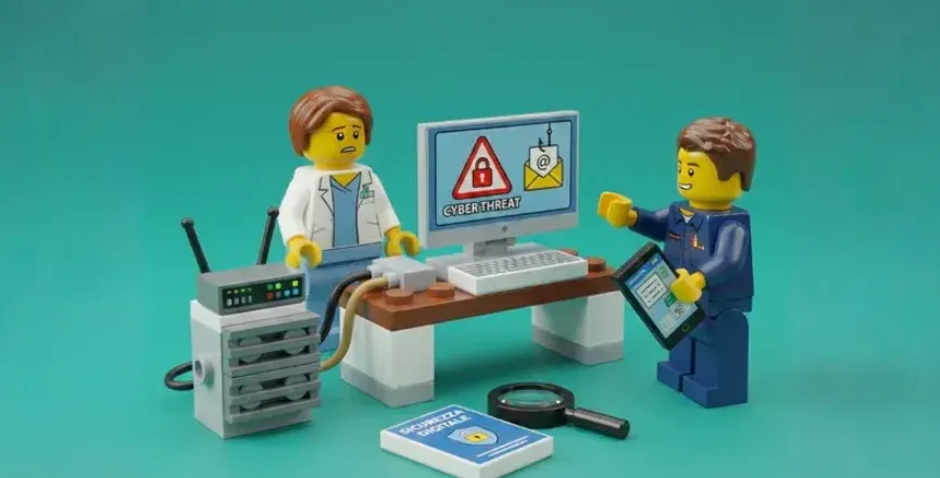 Illustrazione in mattoncini del corso Vulnerabilità informatica nello studio odontoiatrico
