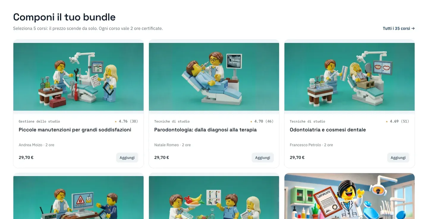 Componi il tuo bundle: le card dei corsi nella home di asofacile.it