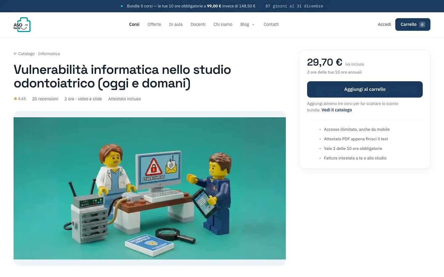 Il corso Vulnerabilità informatica nello studio odontoiatrico su asofacile.it
