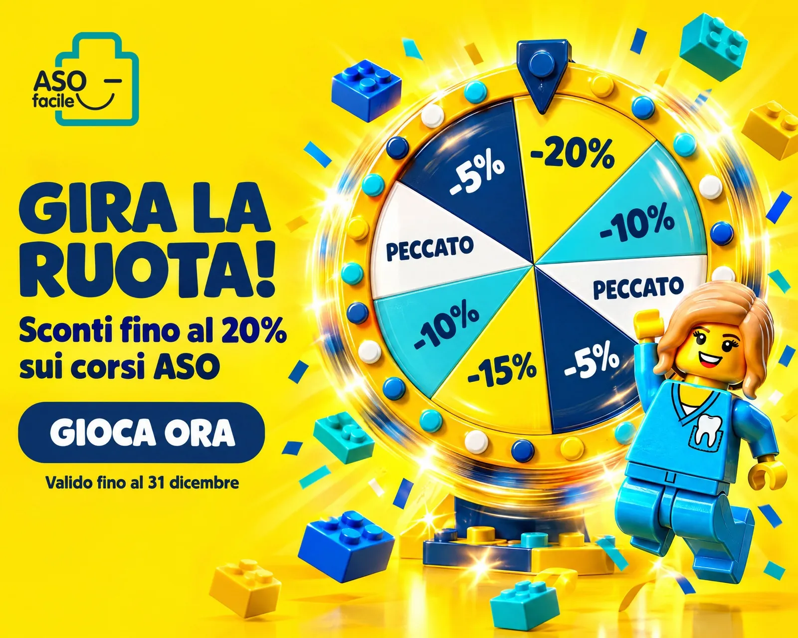 Grafica ASO Facile: Gira la ruota, sconti fino al 20% sui corsi ASO