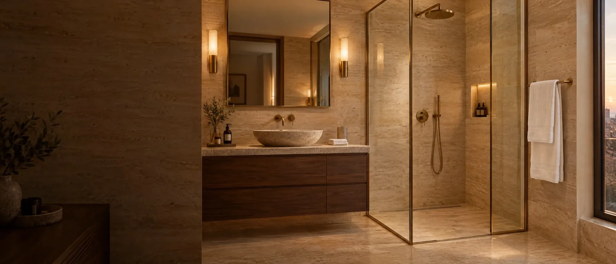 Bagno di una suite d'albergo con box doccia walk-in CSA