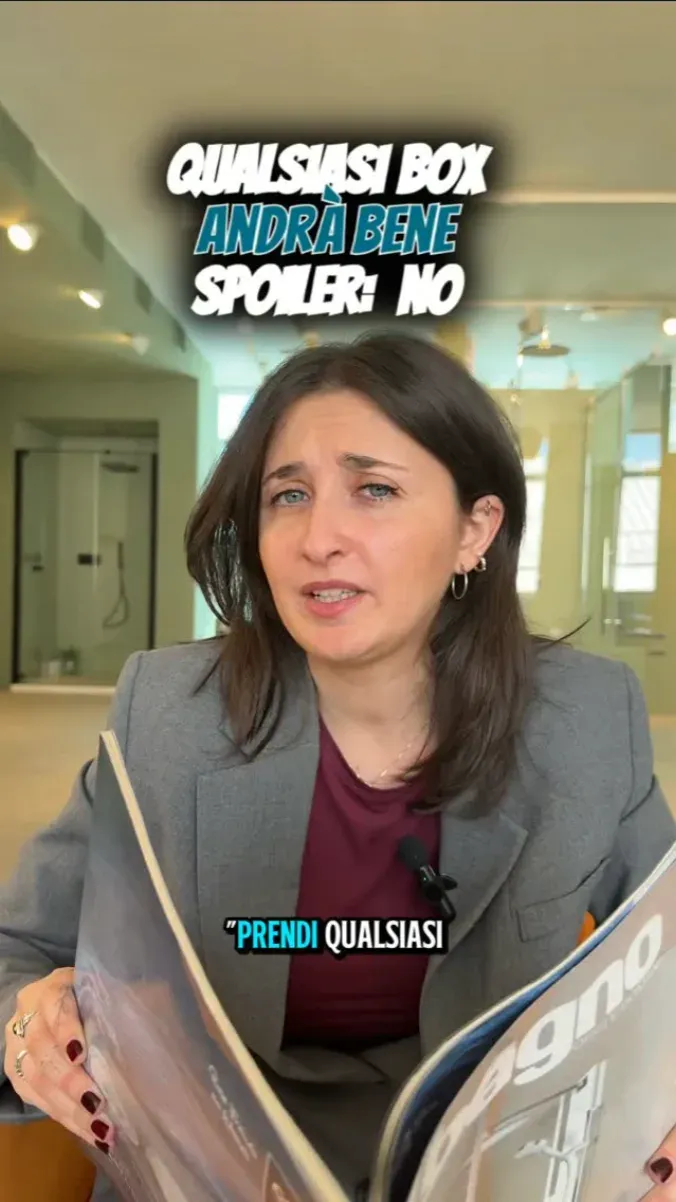 Reel di CSA: la presentatrice sfoglia una rivista di arredo bagno, Qualsiasi box andrà bene? Spoiler: no