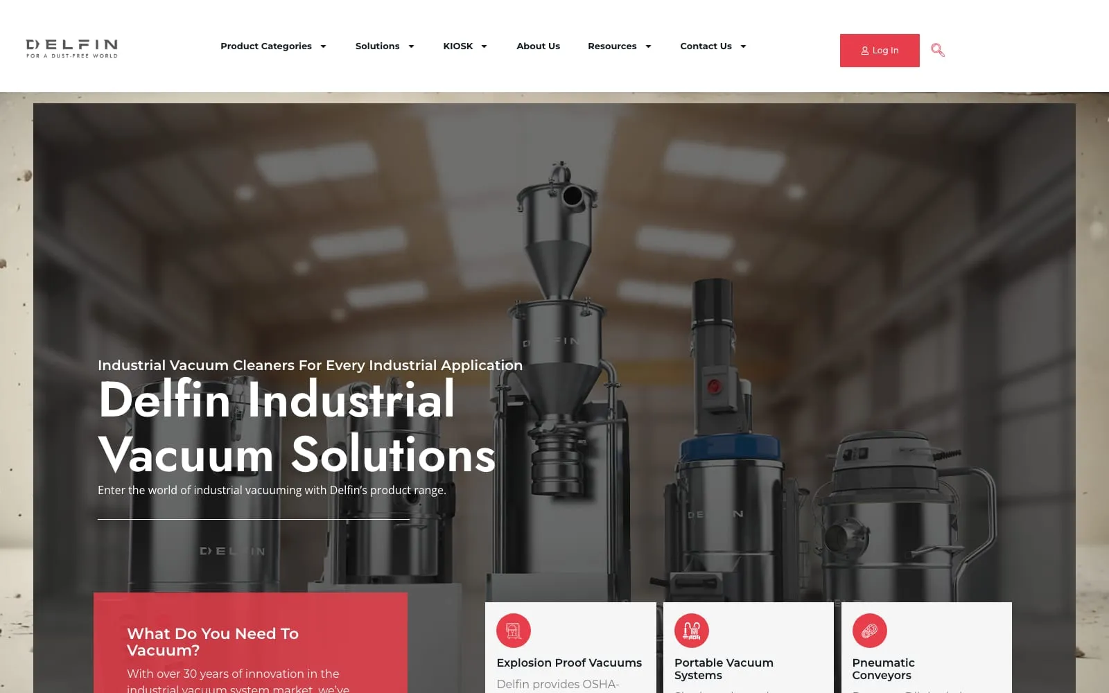 Home page di delfinindustrial.com con gli aspiratori industriali