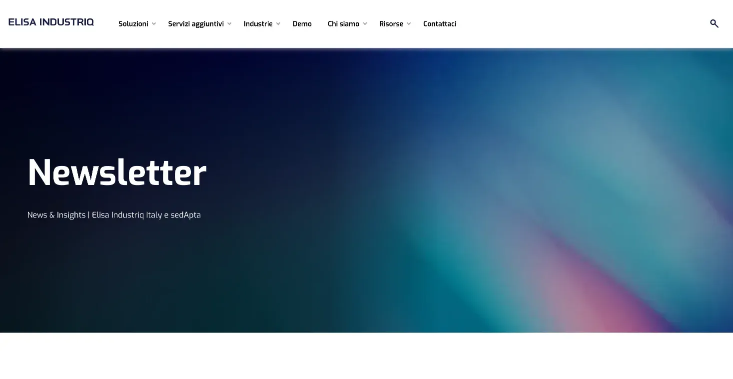 La pagina di iscrizione alla newsletter News & Insights di Elisa Industriq Italy e sedApta