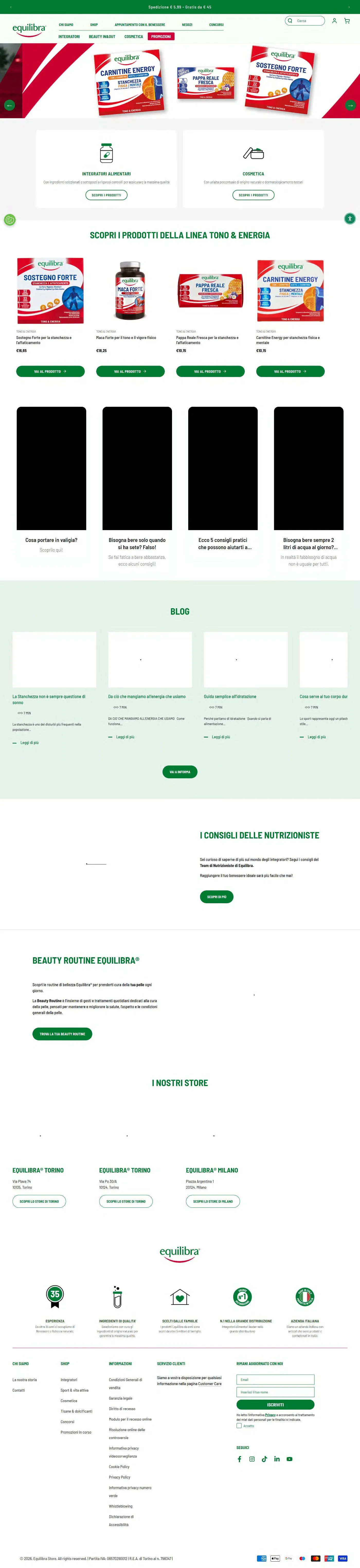 Home page del sito Equilibra
