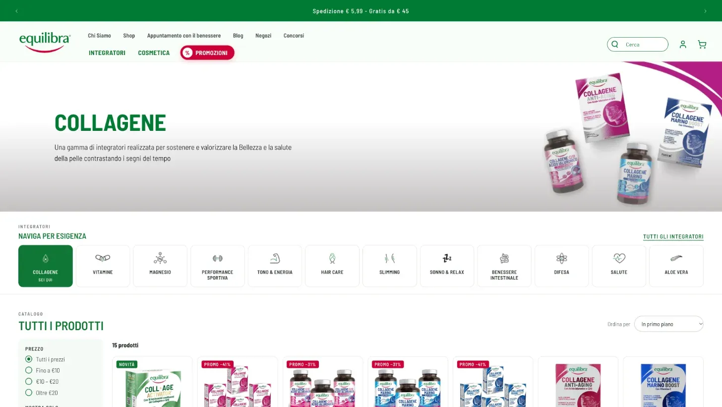 Collezione Collagene sul nuovo sito Equilibra