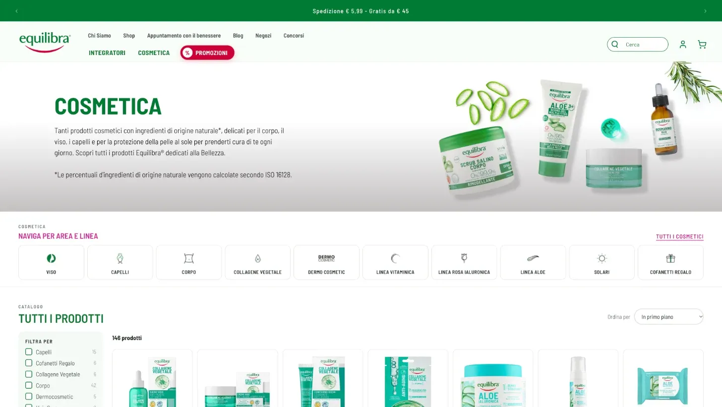 Collezione Cosmetica sul nuovo sito Equilibra