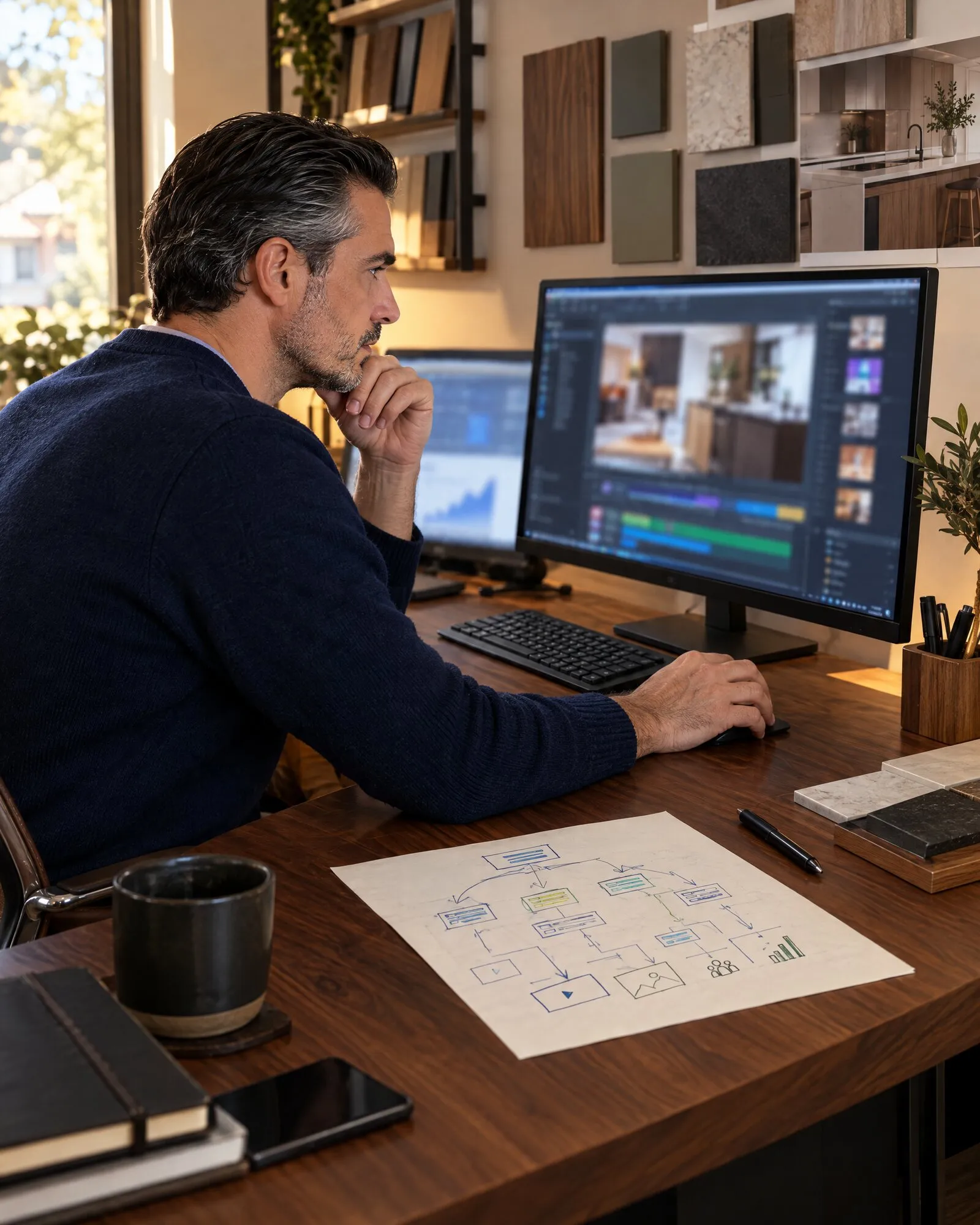 Campagne costruite sul monitor con la struttura disegnata su carta