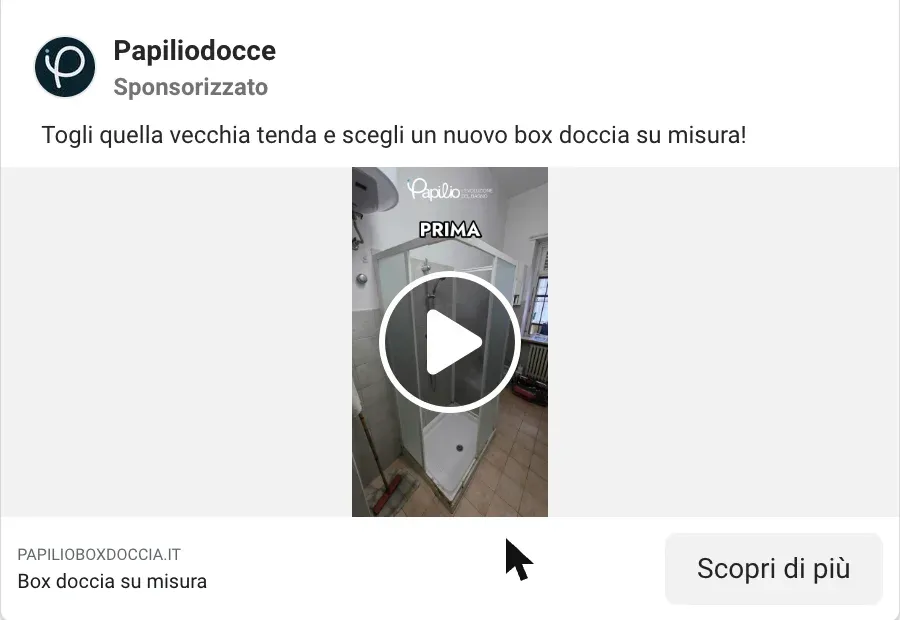 Inserzione video di Papilio: togli quella vecchia tenda, il prima e il dopo del box doccia