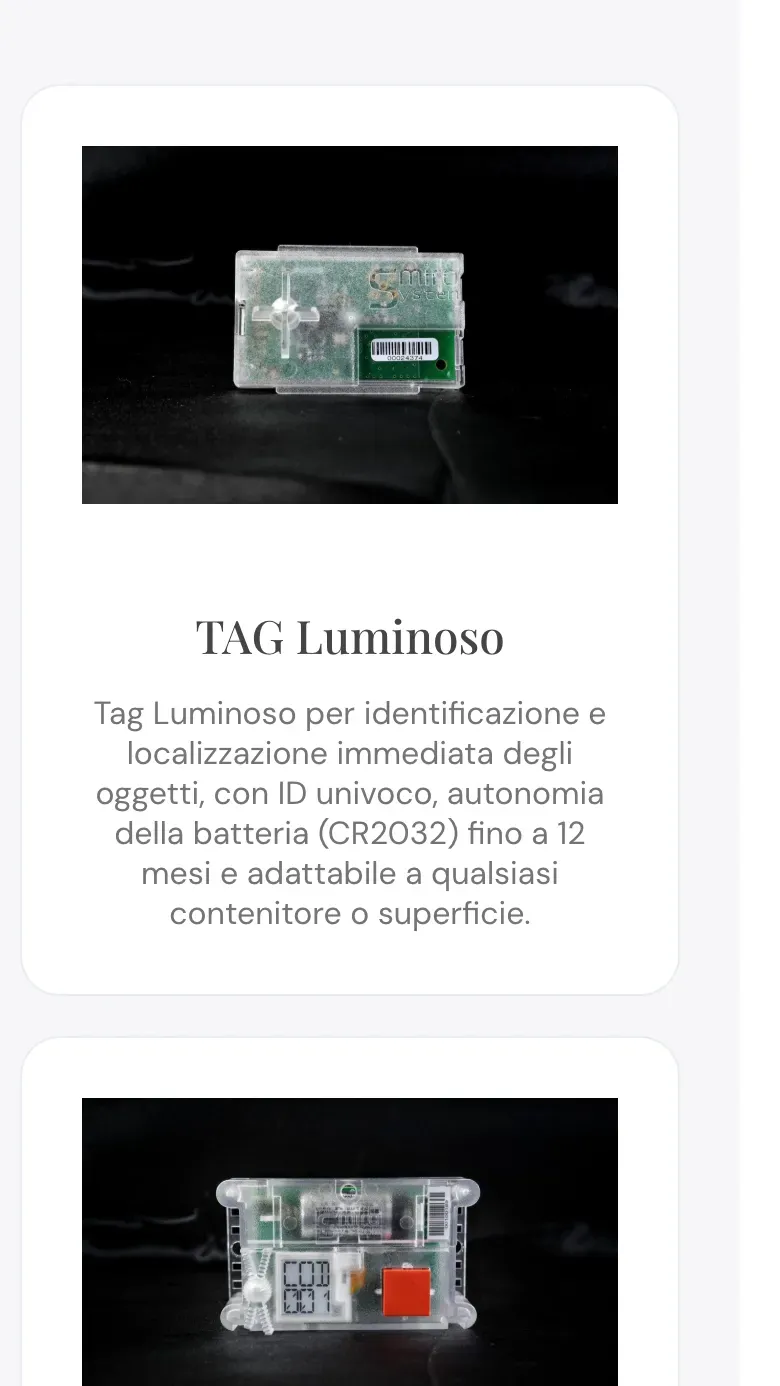 Il catalogo hardware Smiro visto da telefono