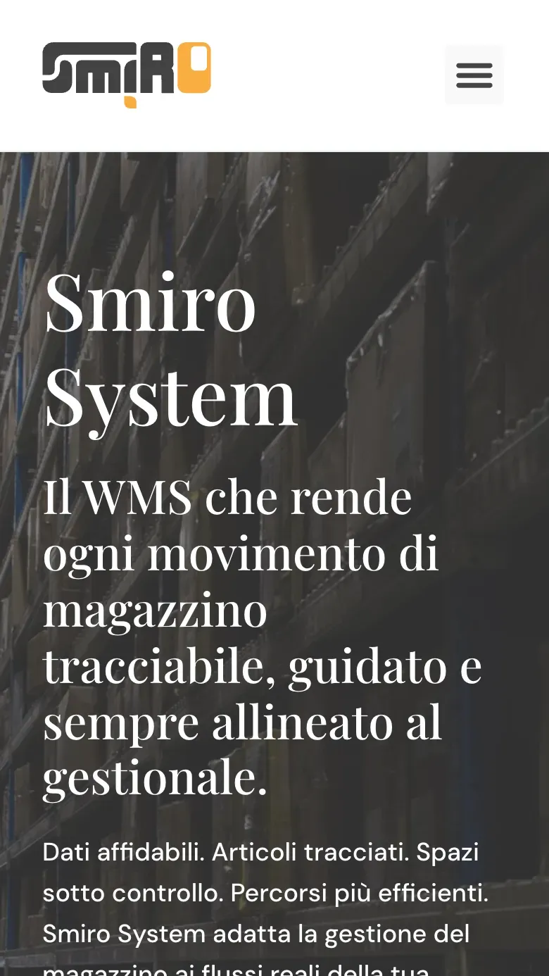 La home di smirosystem.com vista da telefono