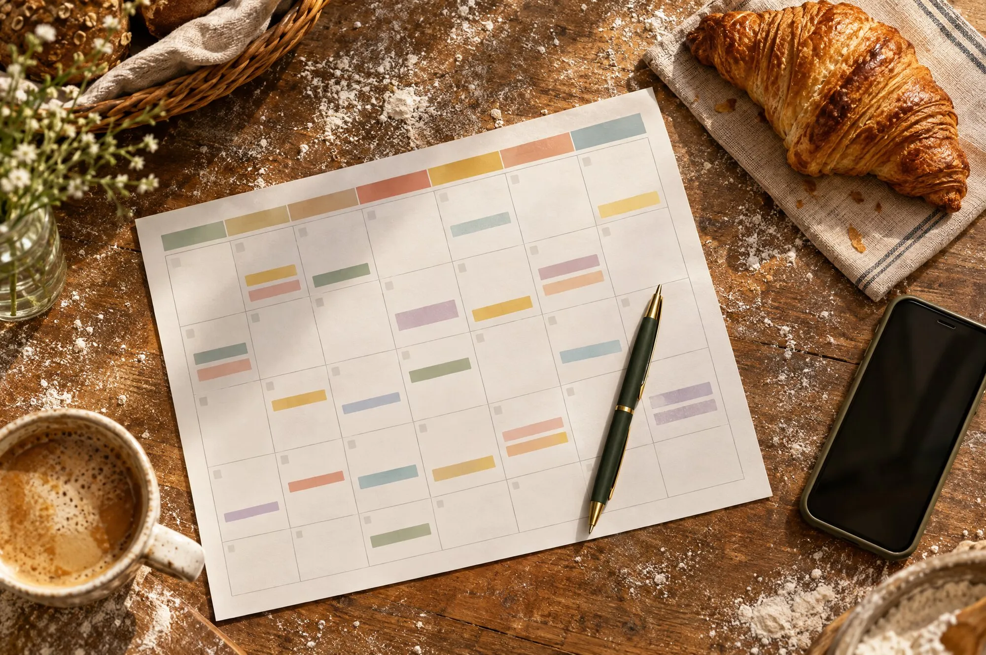 Piano editoriale mensile con temi, formati e date