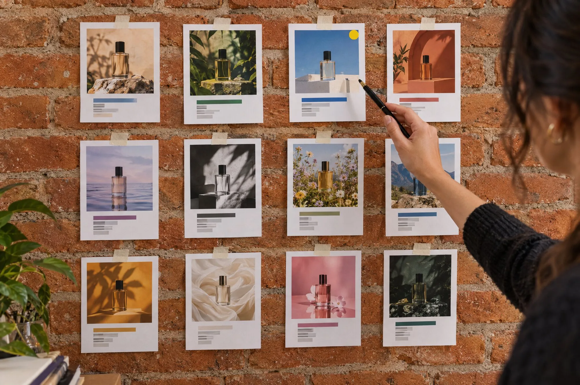 Griglia di varianti creative affiancate con i rispettivi risultati