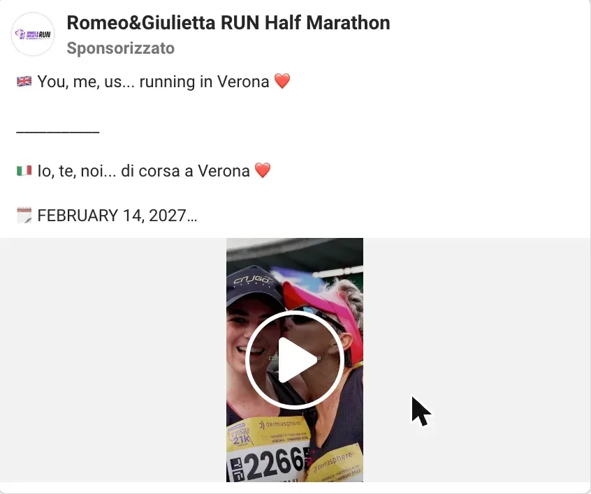 Inserzione della Romeo&Giulietta Half Marathon: Io, te, noi... di corsa a Verona