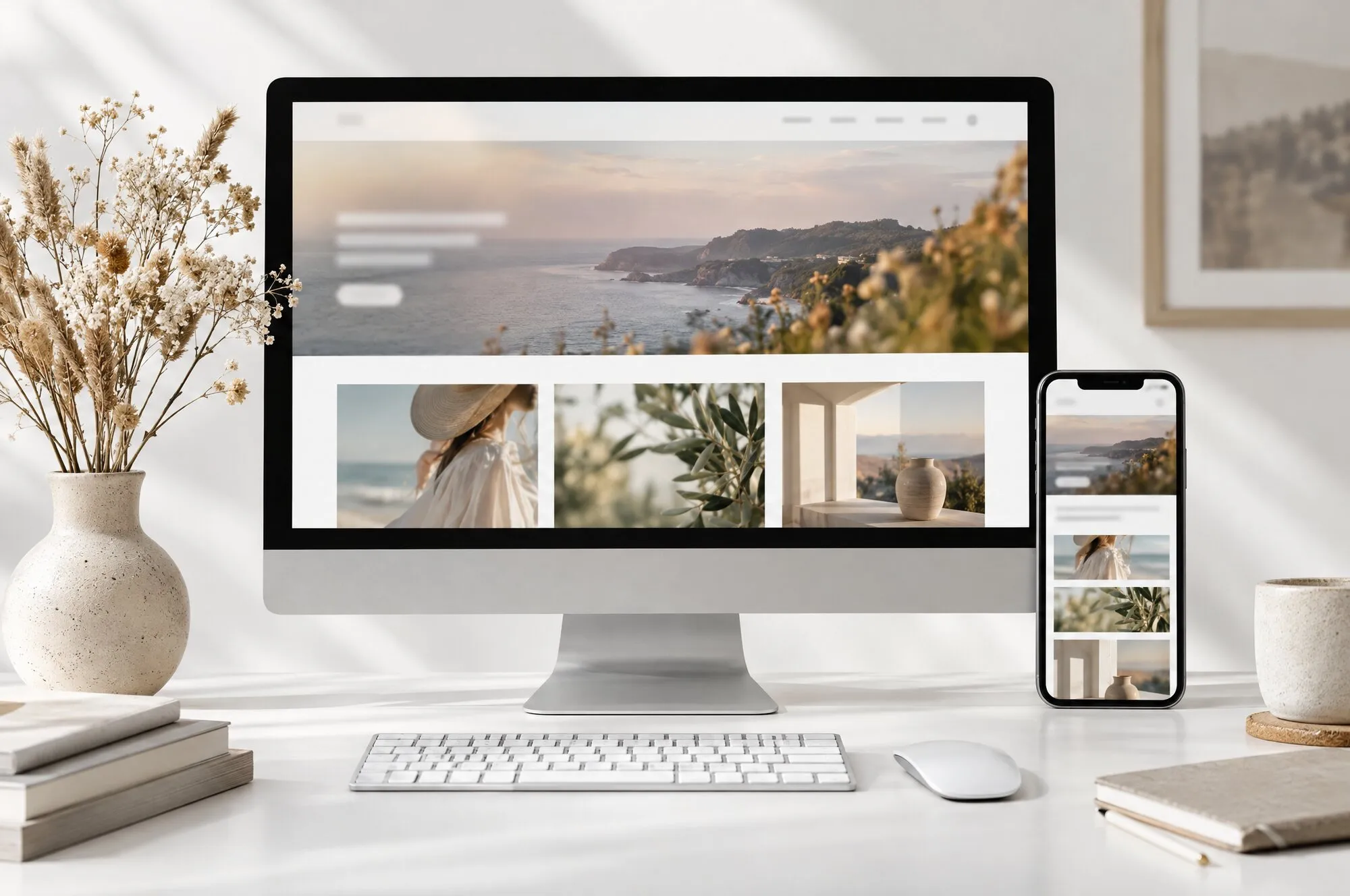 Schermate del design finito su desktop e telefono