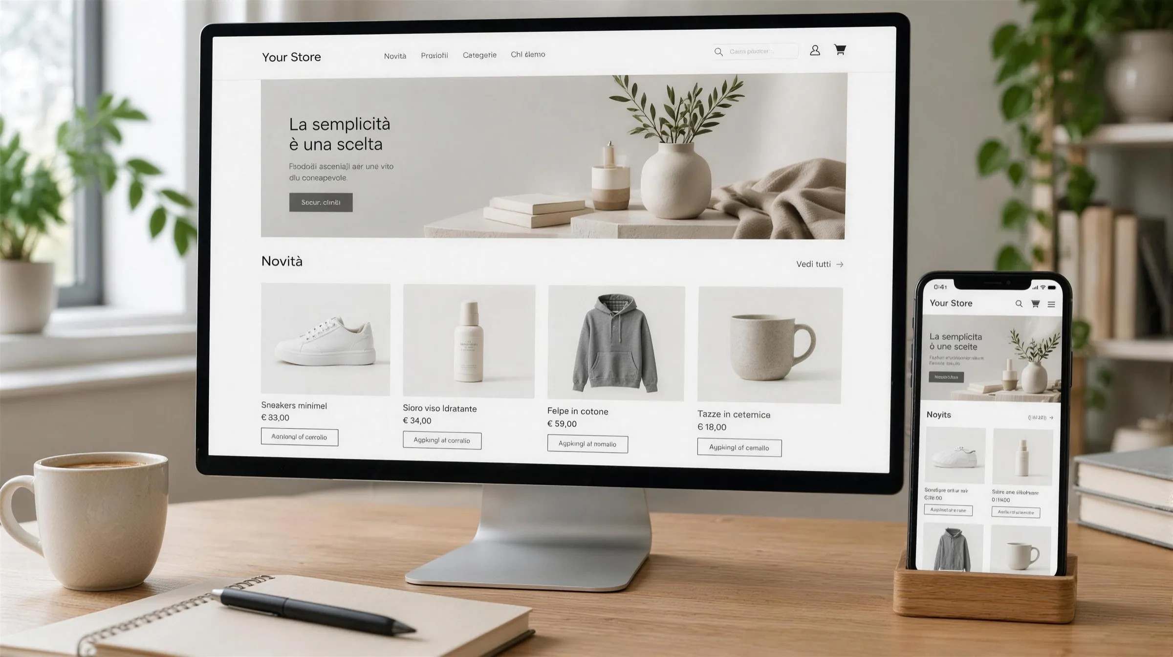 Sito che si monta a blocchi in un browser, poi la stessa pagina sul telefono